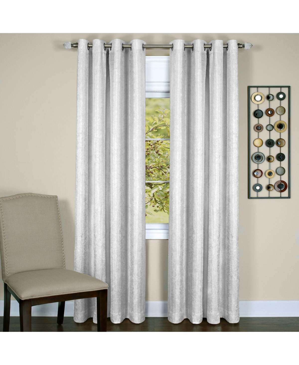 Vesper Room Darkening Grommet Top Crinkled Satin Lined Single Window Curtain Panel - 63 in. Long - Burgundy