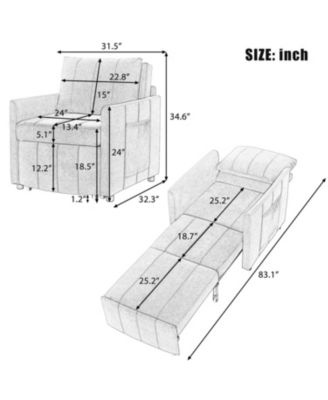 Convertible Sleeper Sofa Bed with Adjustable Backrest