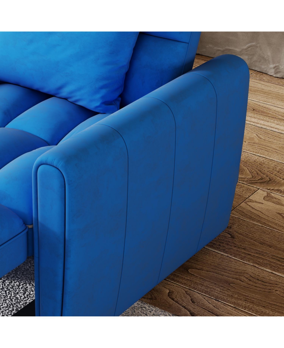 Streamdale Furniture Foldable Velvet Sofa Bed with Adjustable Backrest (Dark Blue)