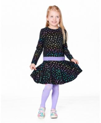 Big Girls Jersey Dress Multicolor Leopard Print