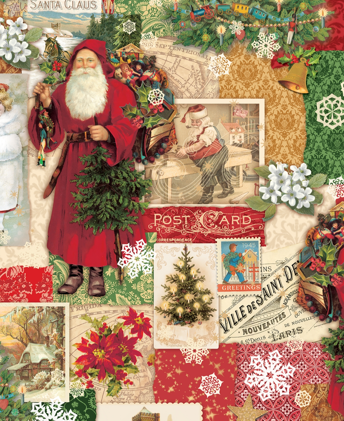 Punch Studio Christmas Victoriana Holiday Gift Wrap, 30" X 120" In Multi