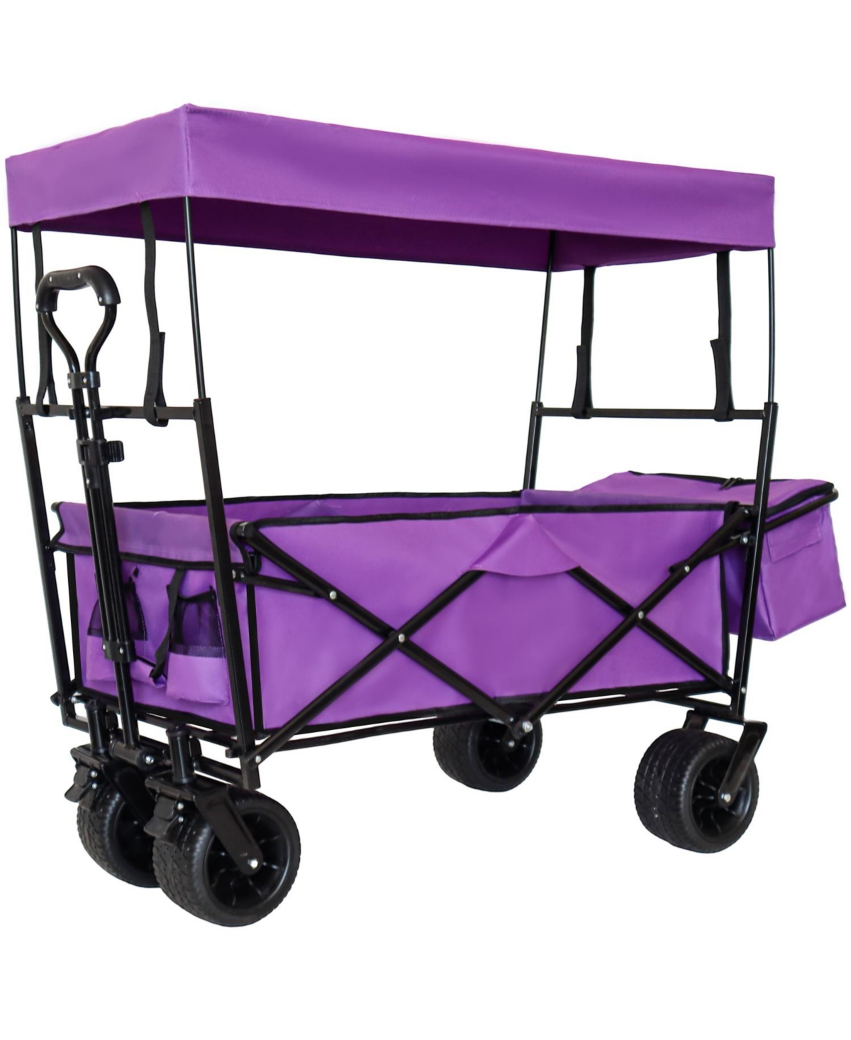 Collapsible Wagon with Canopy, All-Terrain Wheels, Purple - Purple
