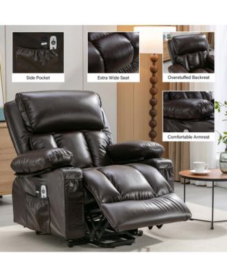 Power Electric massage lift lounge chair, suitable for the elderly, with heating and vibration functions,Fleece leather with USB, can be used for lying down. BROWN