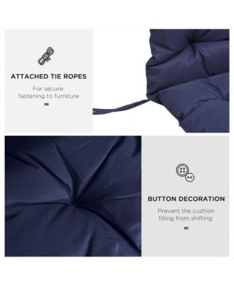 Tufted Bench Cushions for Outdoor Furniture, 3-Seater Replacement for Swing Chair, Patio Sofa/Couch, Overstuffed, Includes Backrest, Dark Blue