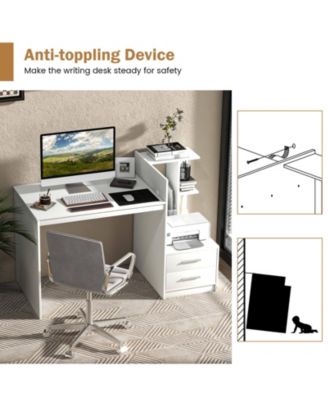 Computer Desk Home Office with Bookshelf and Drawers