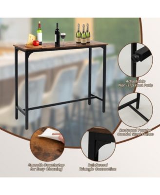 48 Inch Industrial Pub Dining Table with Steel Frame