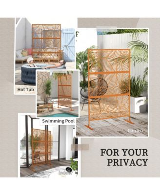 Metal Privacy Screen 6.5' Outdoor Divider Leaf Motif,