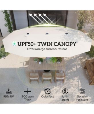 15ft Patio Umbrella Solar Lights UPF50+ Outdoor Umbrella