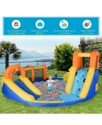 Inflatable Water Slide with Pool Gun Basket Climbing Wall with 750W Inflator