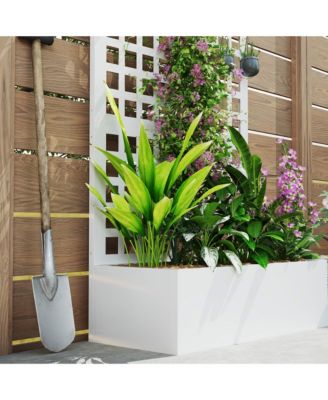 Metal Planter Box with Trellis, Drain Holes, 35"x16"x70",