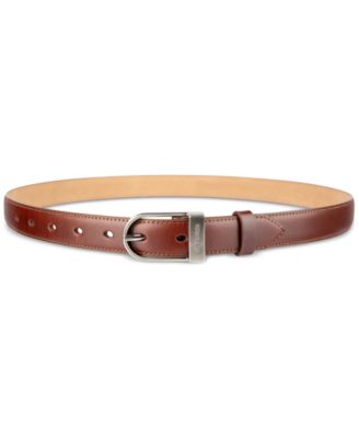 Engraved Center Bar Buckle Dress Belt