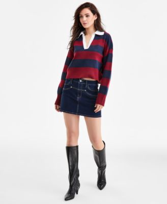 Women's Rugby-Stripe Polo Sweater, Macy's Exclusive