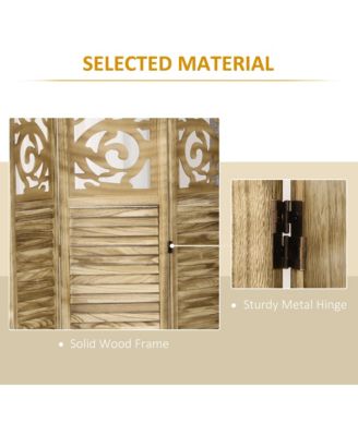 5.5' 4 Panel Room Divider, Double Hinged Privacy Screens,