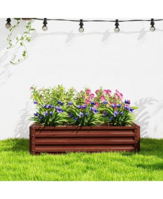 4' x 4' Outdoor Raised Garden Steel Planter Bed Frame, Natural