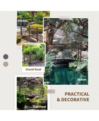 3.3' Metal Arch Zen Garden Bridg with Safety Siderails,