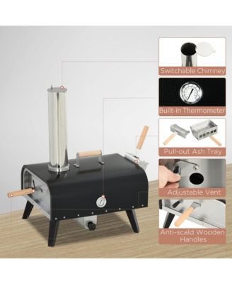 Outdoor Pizza Oven with Rotating Stone, 12" Wood Fi Pizza Maker