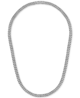 Cubic Zirconia Honeycomb Link 24" Necklace in Black IP Stainless Steel, Exclusively at Macy's 