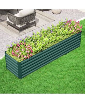8x2x1ft Galvanized Raised Garden Bed Large Elevated Planter Box for Outdoor Gardening