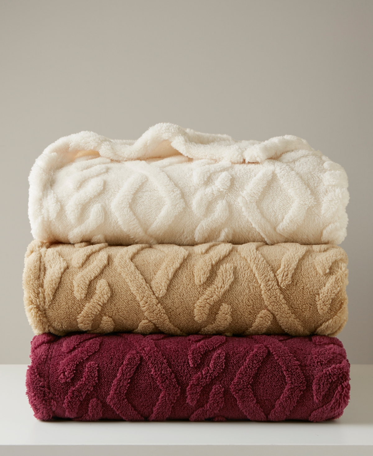 Premier Comfort Cozy Cable Throw Blanket, 50" X 60" In Neutral