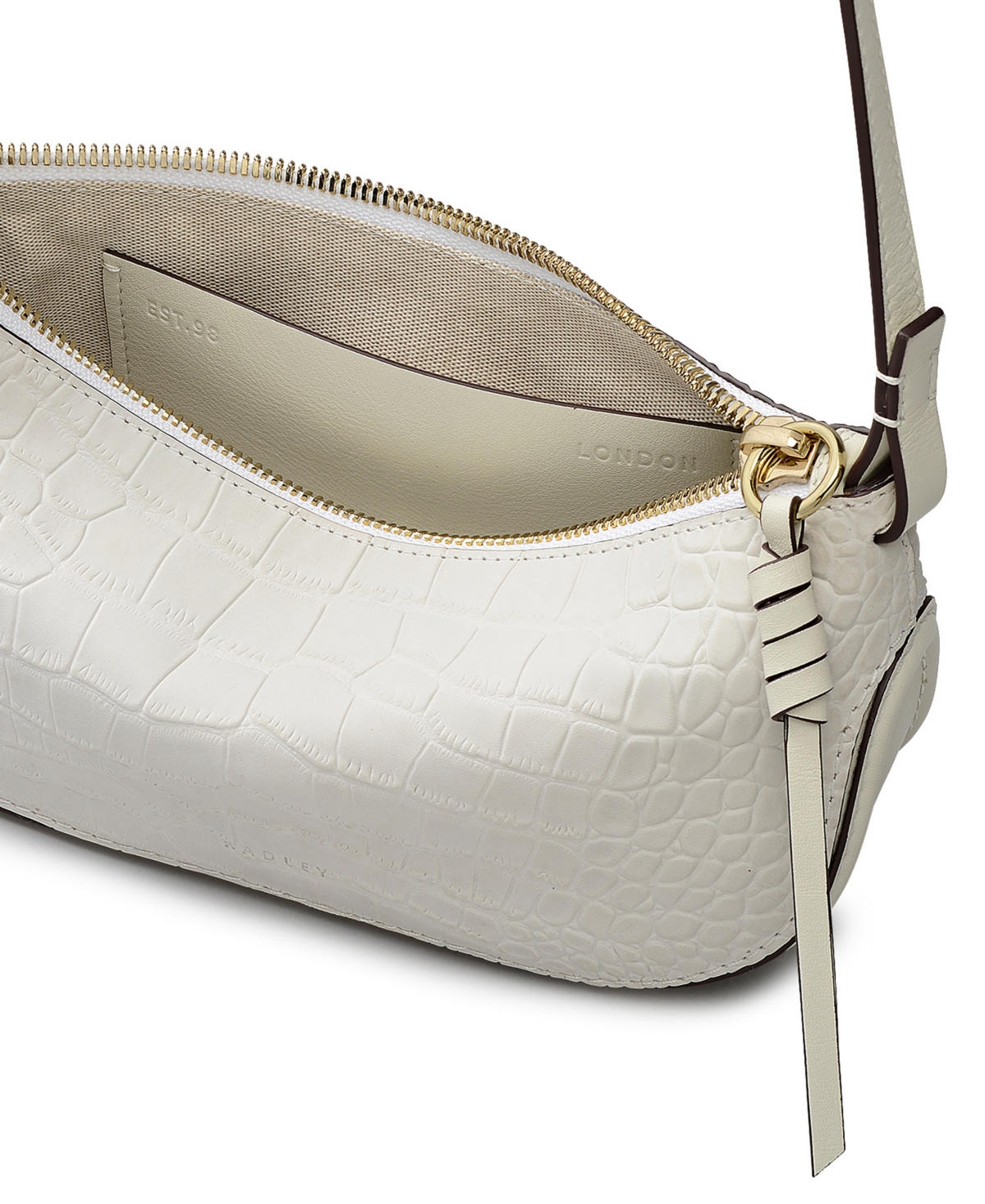 Radley London Womens Leather The Iris - Faux Croc Small Ziptop Cross Body - White Small In White