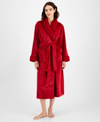 Charter Club - Women's Long Plush Fleece-Trim Robe