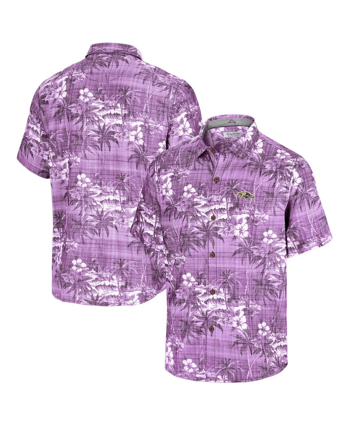 Men's Purple Baltimore Ravens Coconut Point Isla Palmetta Camp Button-Up Shirt - Purple