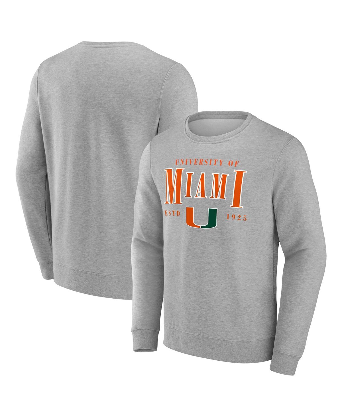 Men's Gray Miami Hurricanes True Classics Act Fast Fleece Pullover Sweatshirt - Gray