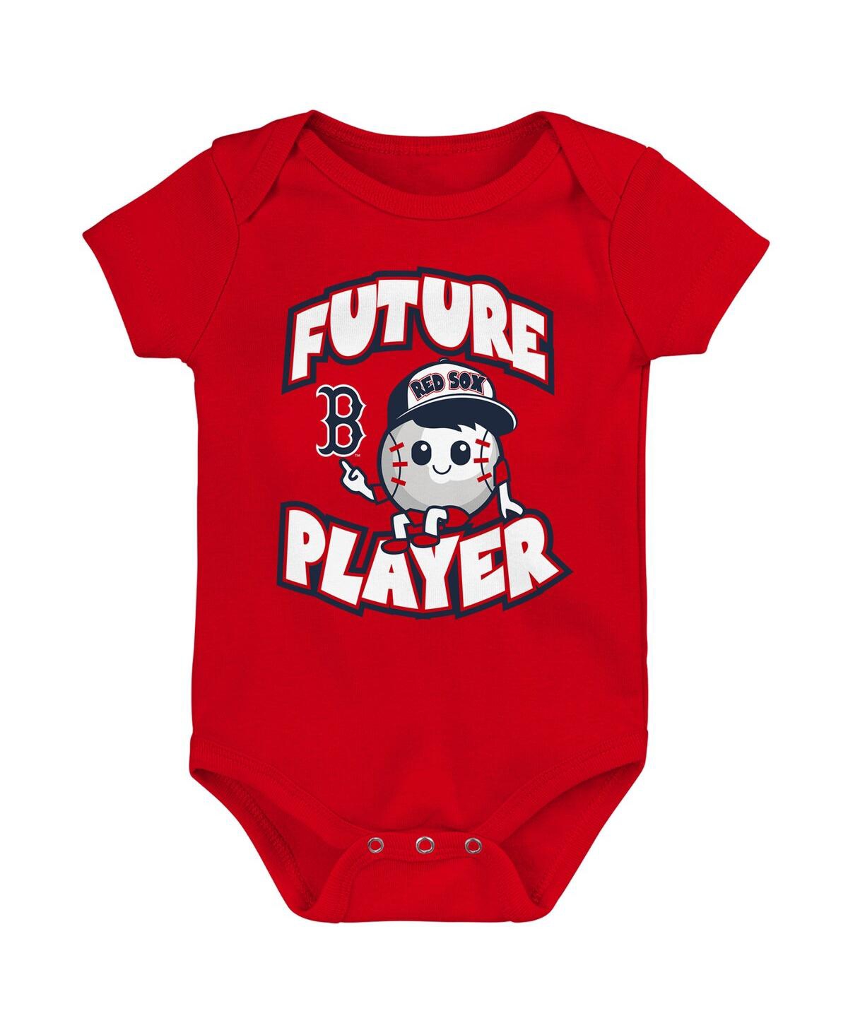 Outerstuff Baby Boys And Girls Red/navy/white Boston Red Sox Minor League Player 3-pack Bodysuit Set In Multi