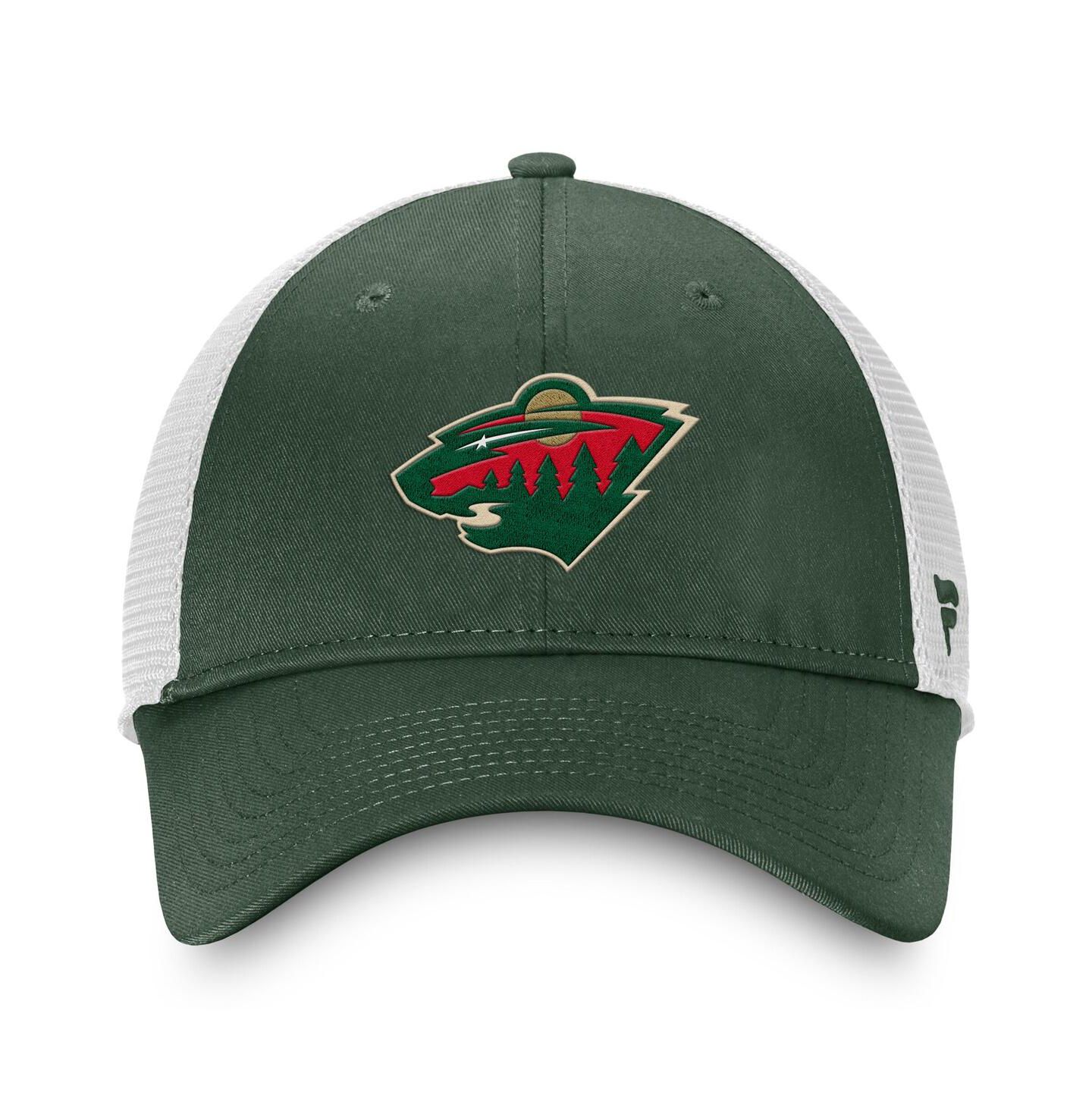 Мужская кепка Fanatics Green/White Minnesota Wild Core Primary Logo Trucker Adjustable Hat — фото 2