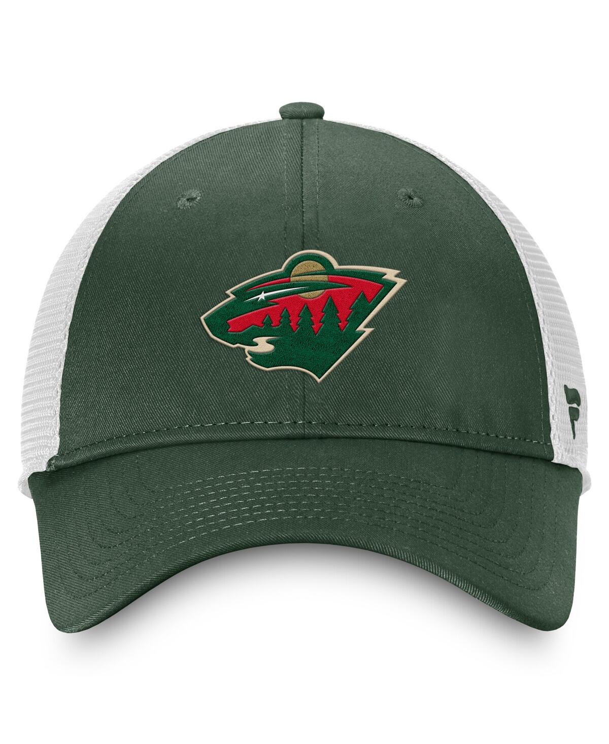 Fanatics Men's Green/white Minnesota Wild Core Primary Logo Trucker Adjustable Hat In Multi