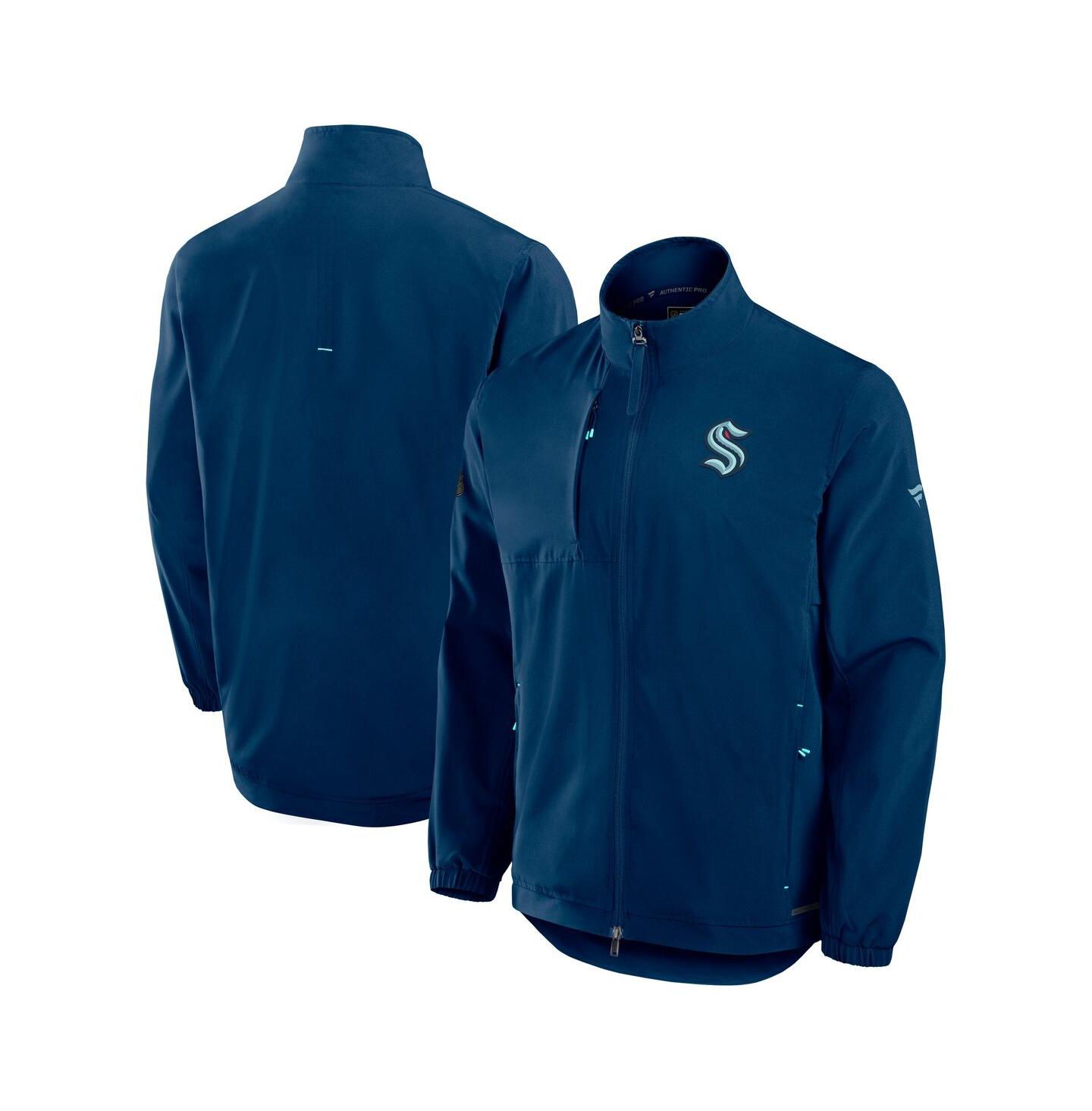 Мужская куртка Fanatics Deep Sea Blue Seattle Kraken Authentic Pro Rink Coaches Full-Zip — фото 1