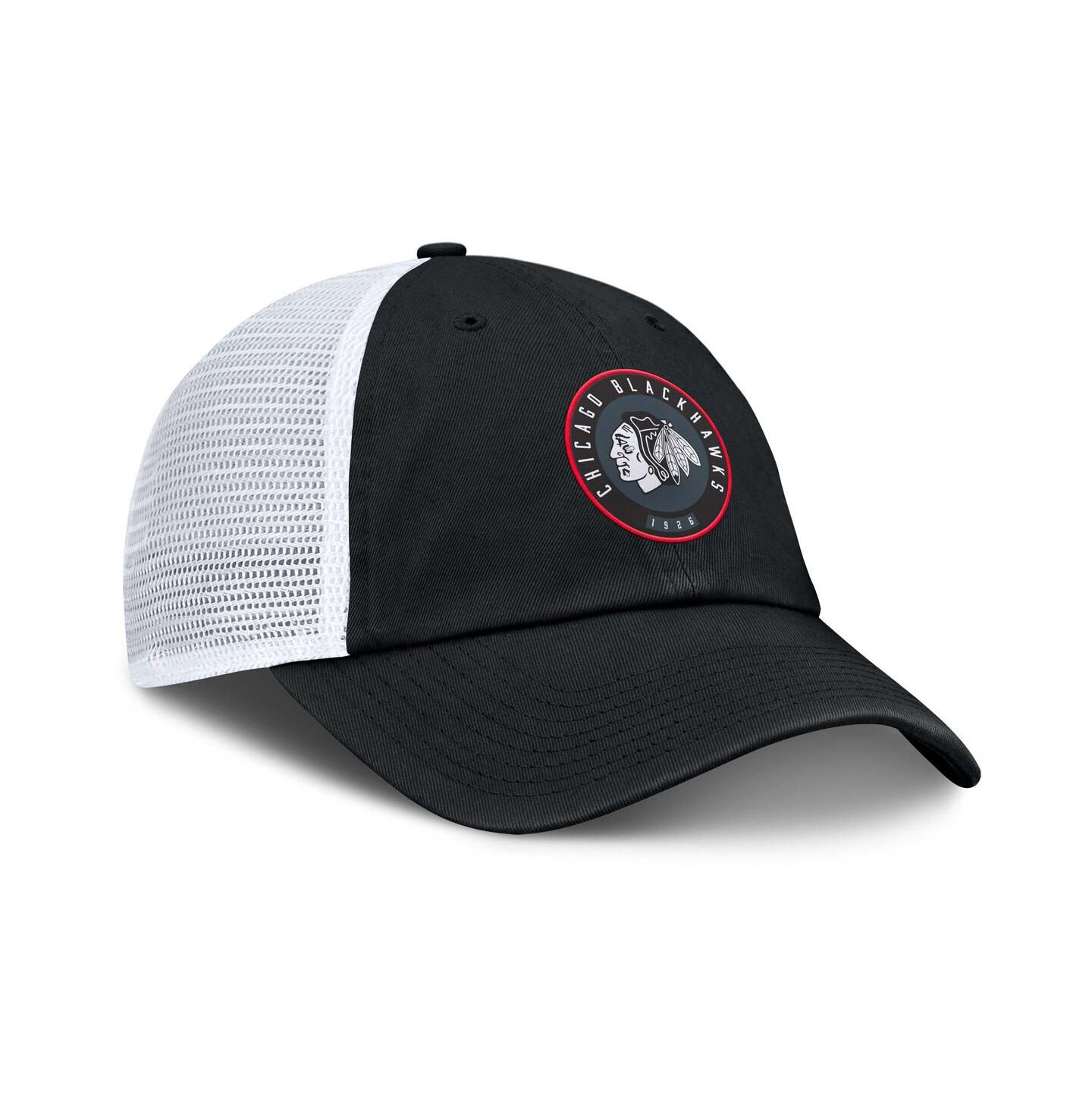 Мужская кепка Fanatics Black/White Chicago Blackhawks Averie Trucker Adjustable Hat — фото 3