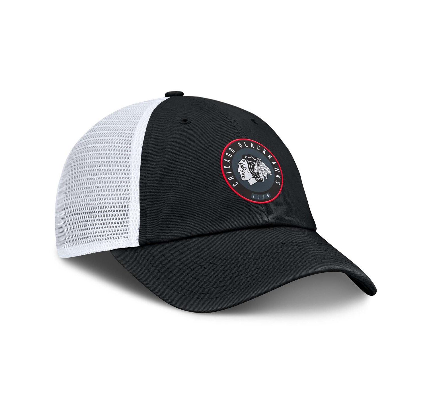 Men's Black/White Chicago Blackhawks Averie Trucker Adjustable Hat