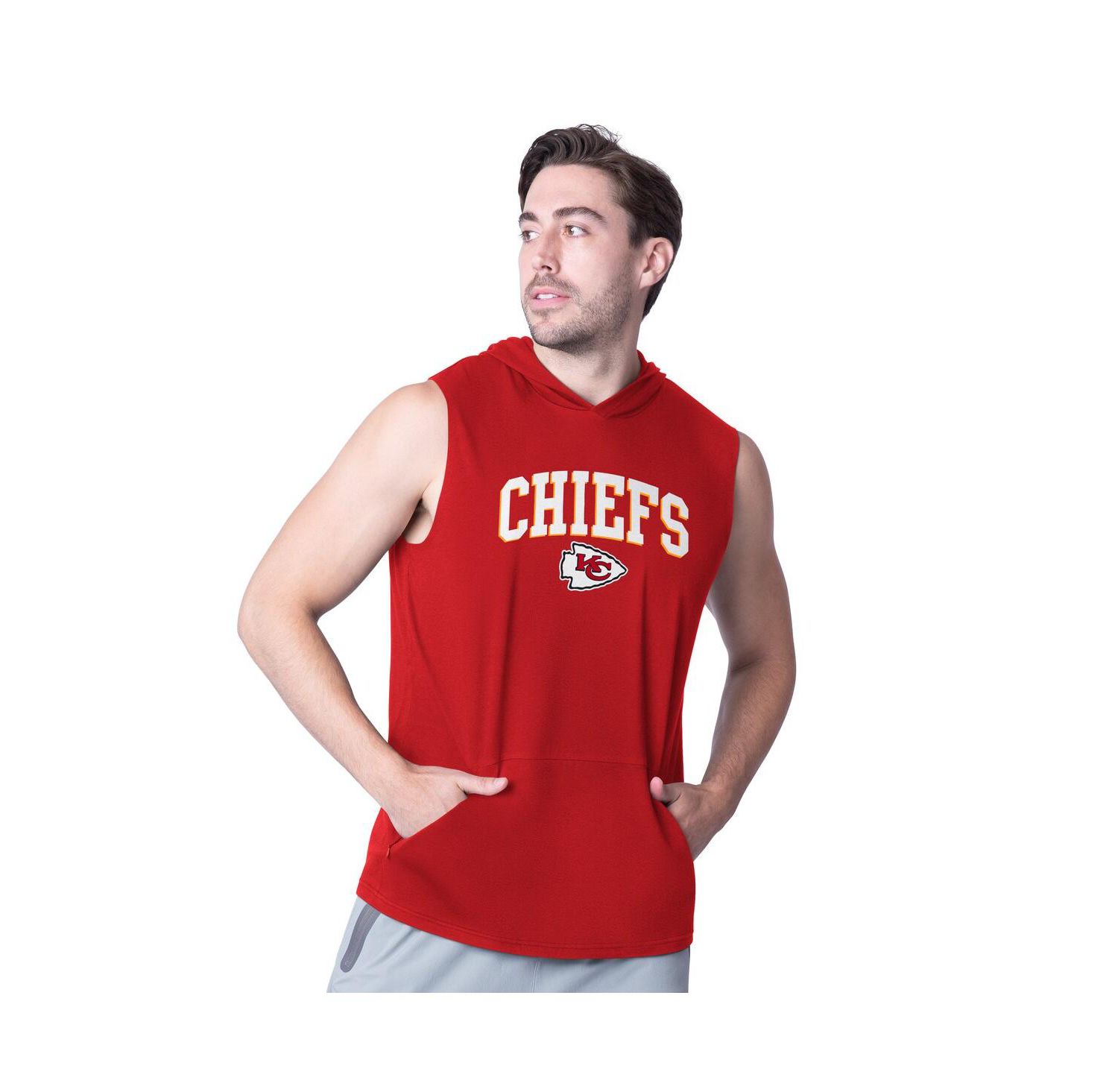 Men's Red Kansas City Chiefs Action Sleeveless Pullover Hoodie