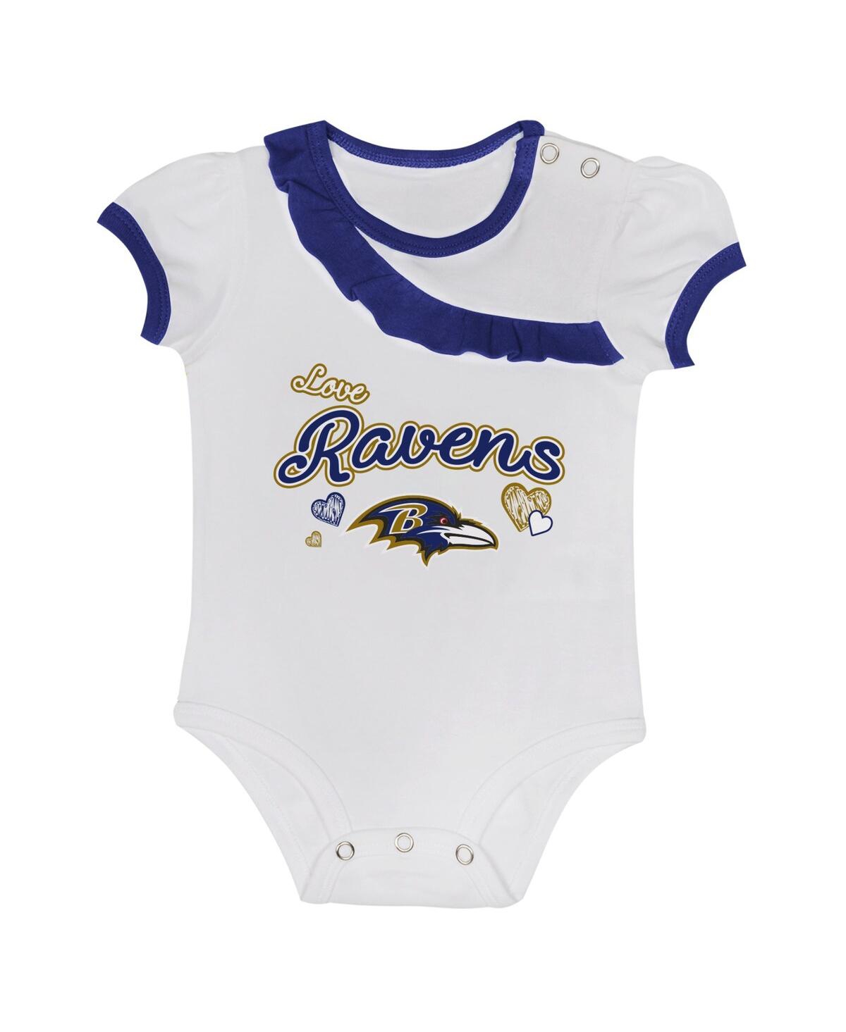 Outerstuff Baby Boys And Girls 2-piece Baltimore Ravens Love My Team Bodysuit And Skirt Set In White
