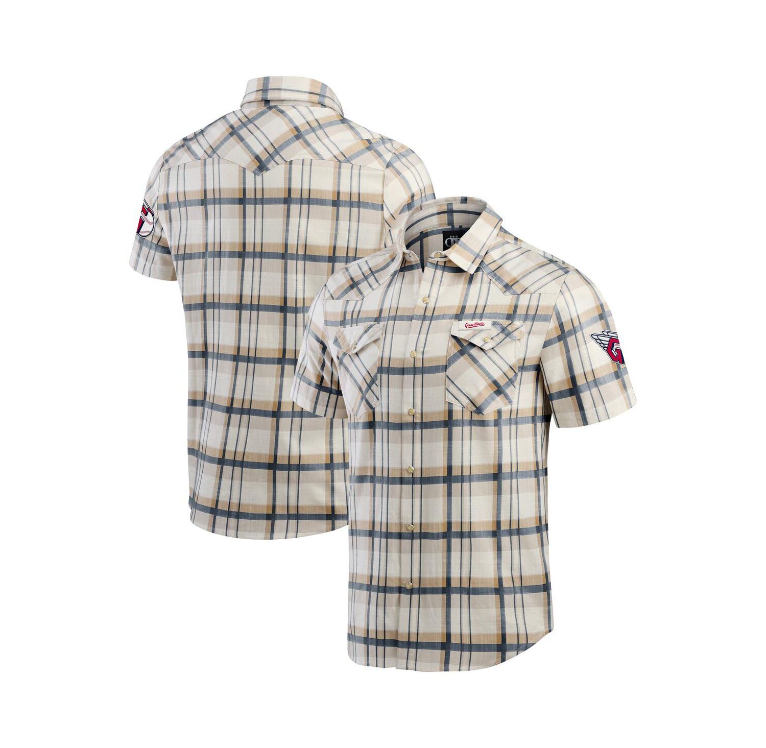 Darius Rucker Collection by Men's Navy Cleveland Guardians Plaid Full-Snap Shirt