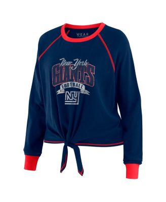 Women's Navy/Red New York Giants Tie-Front Long Sleeve Top