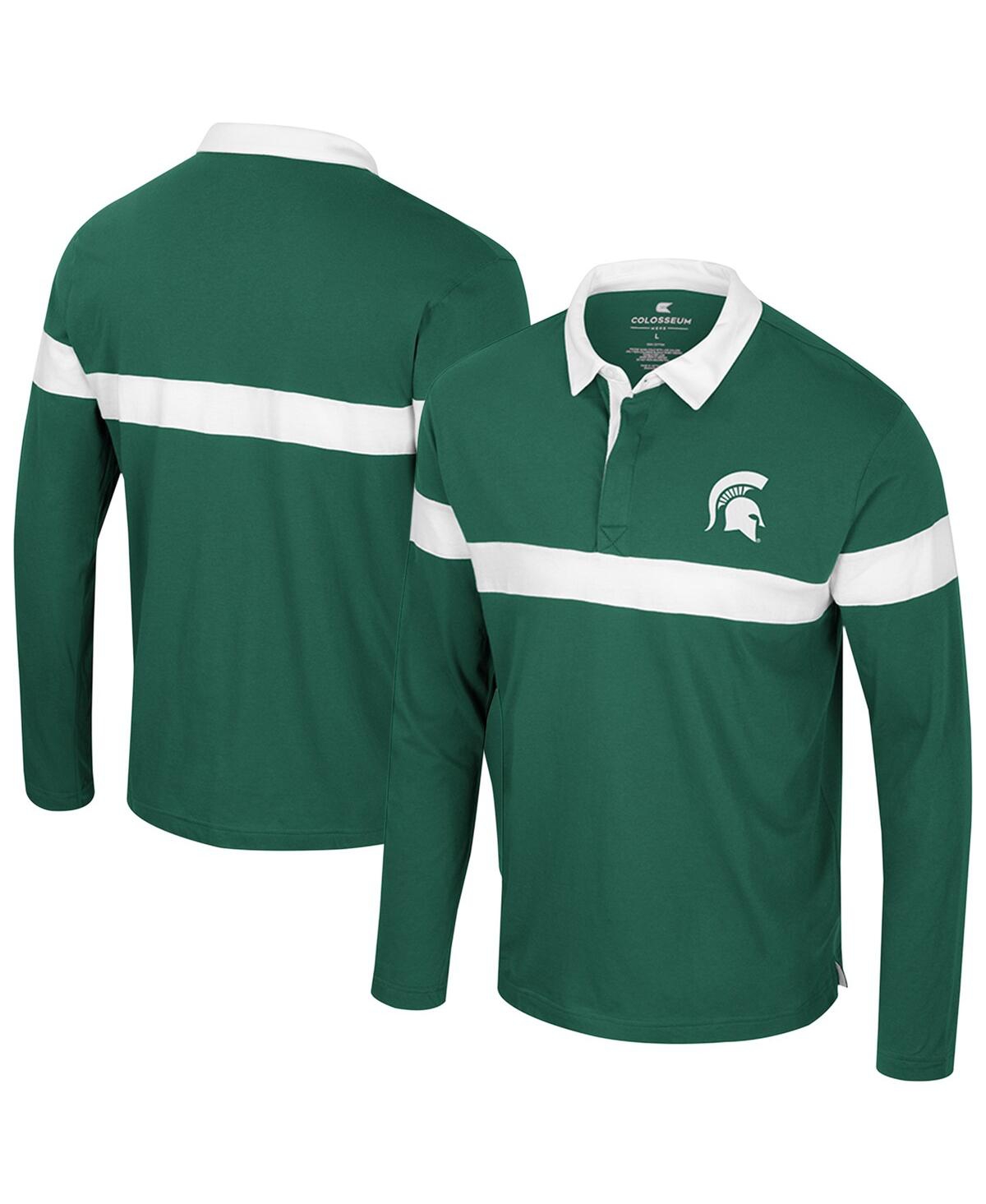 Men's Green Michigan State Spartans Too Cool For School Long Sleeve Polo Shirt - Green