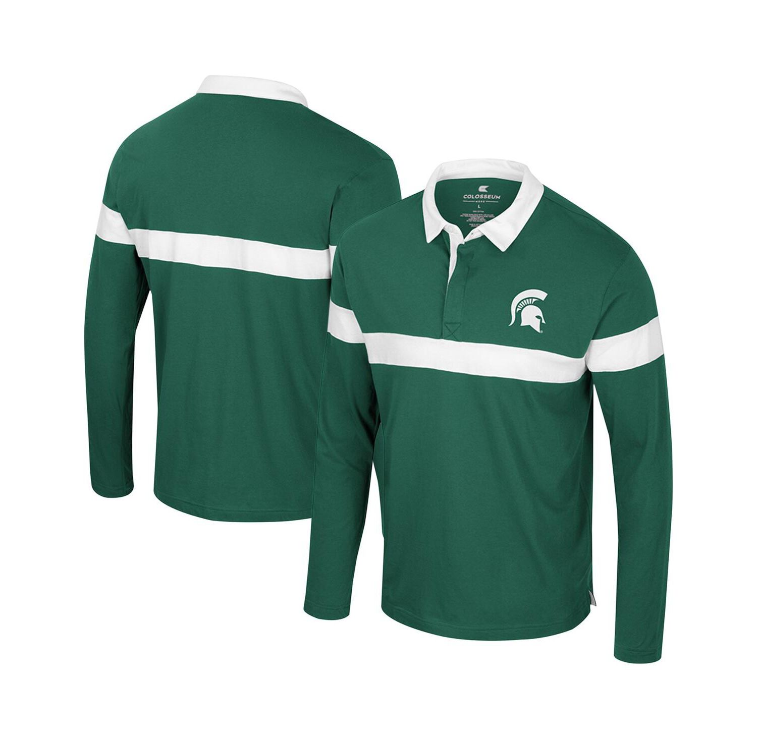 Men's Green Michigan State Spartans Too Cool For School Long Sleeve Polo Shirt