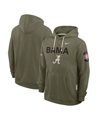 Men's Olive Alabama Crimson Tide 2025 Military Appreciation Performance Pullover Hoodie