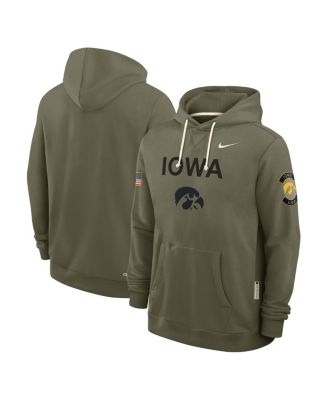 Men's Olive Iowa Hawkeyes 2025 Military Appreciation Performance Pullover Hoodie