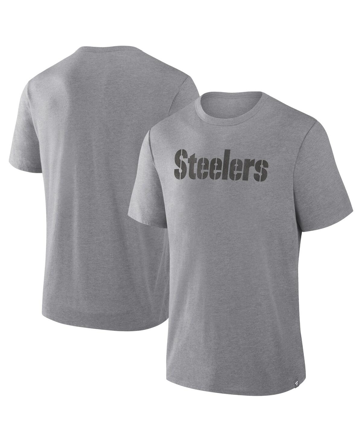 Men's Heather Gray Pittsburgh Steelers Pass Rush Tri-Blend T-Shirt - Heather Gray