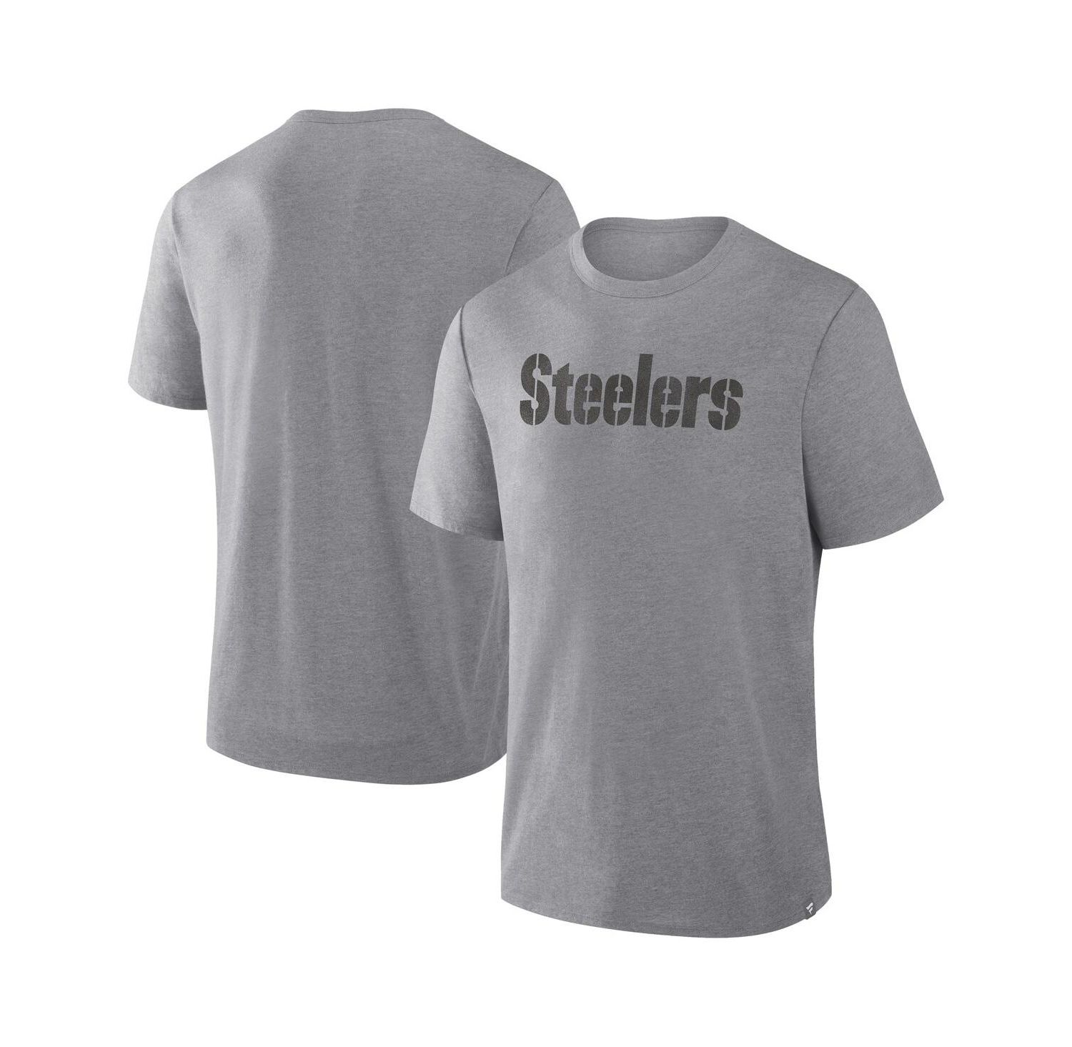 Men's Heather Gray Pittsburgh Steelers Pass Rush Tri-Blend T-Shirt