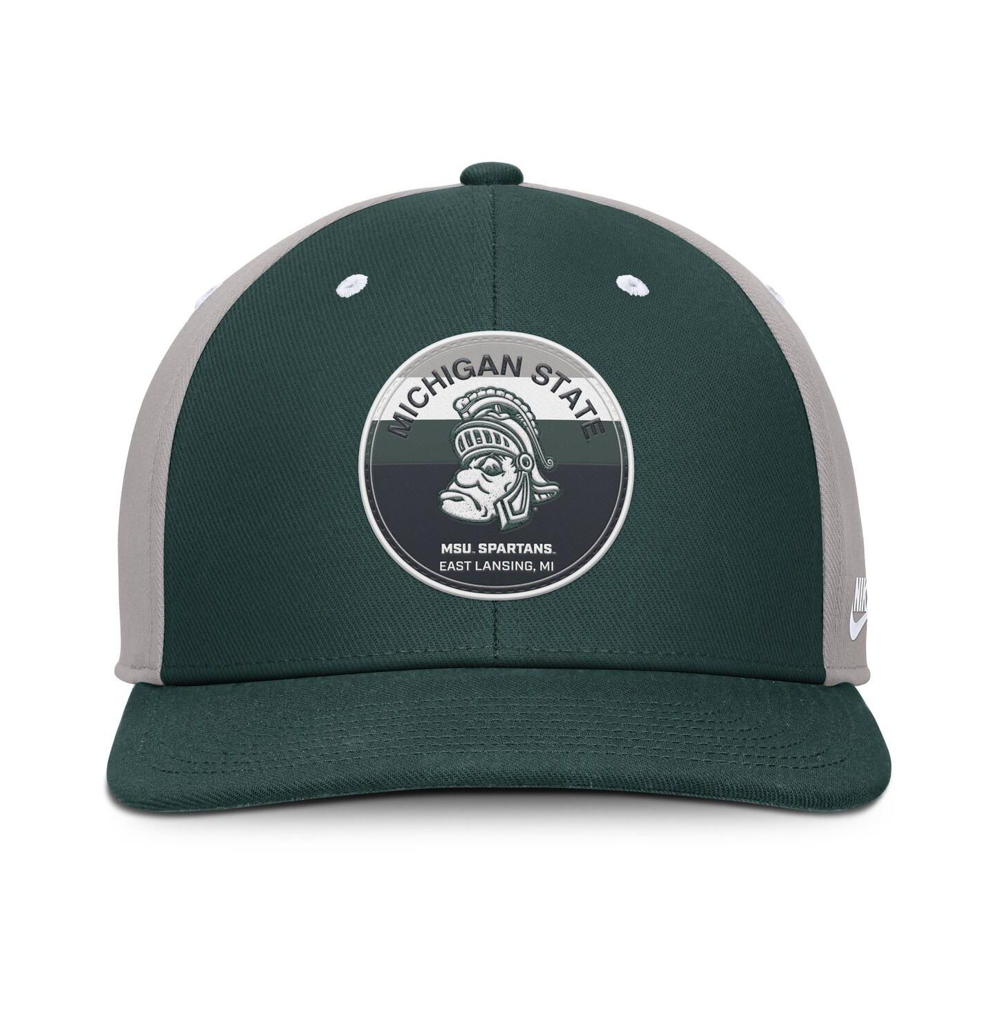Мужская кепка Nike Green/Gray Michigan State Spartans Prep Pro Performance Snapback Hat — фото 2
