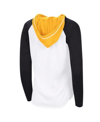 Women's White/Black Pittsburgh Penguins VIP Raglan Long Sleeve Hoodie T-Shirt