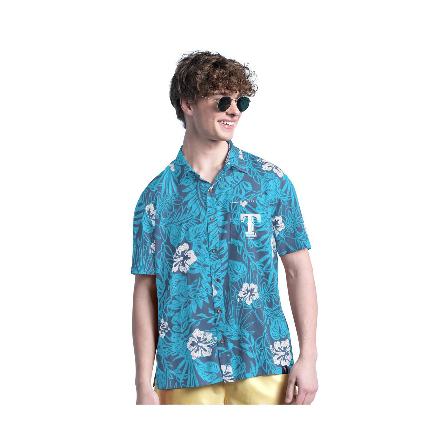 Мужская рубашка Margaritaville Navy Texas Rangers Palm Shade Party Button-Up — фото 1