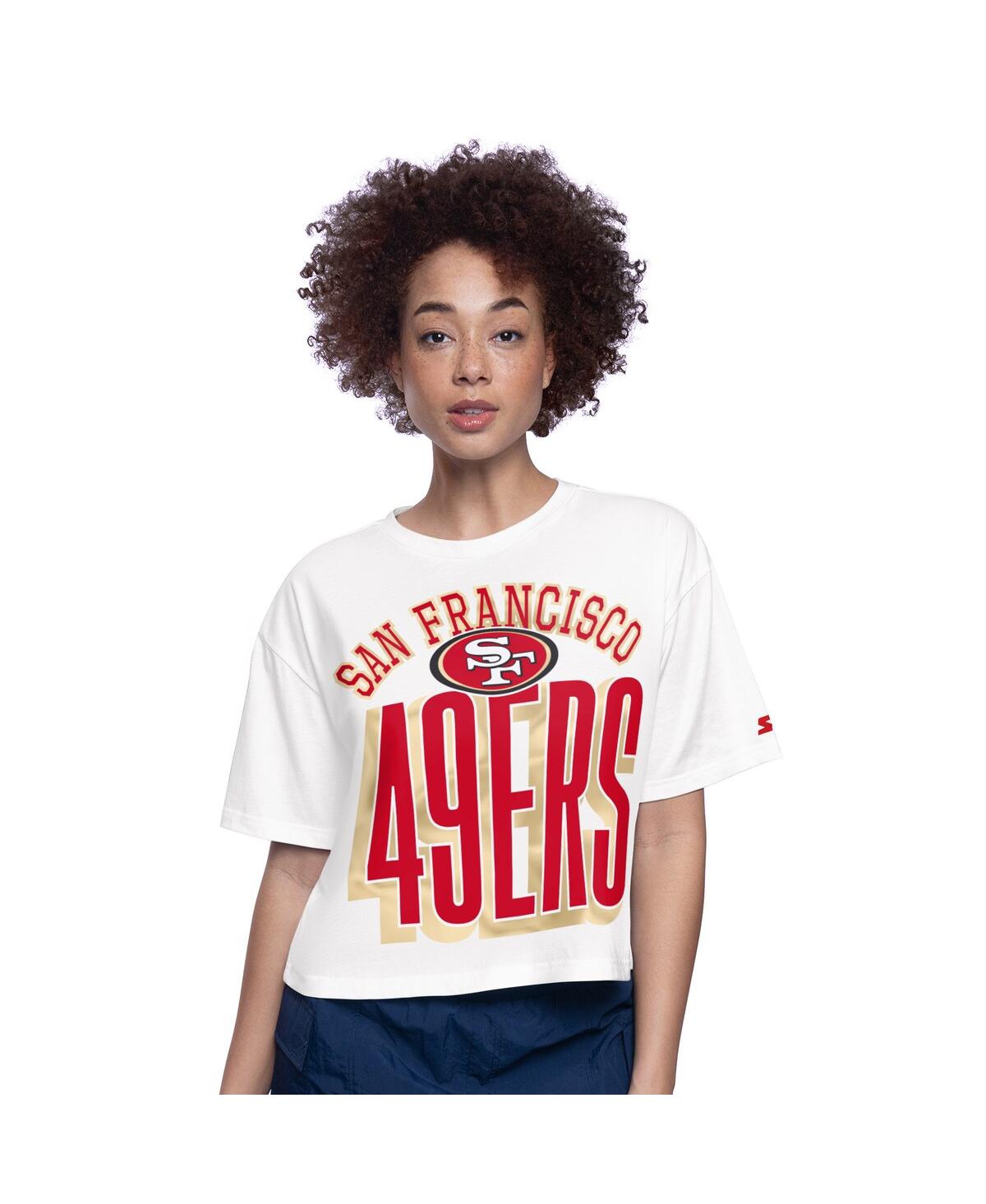 Starter White San Francisco 49ers Play The Ball Boxy Cropped T-shirt In White