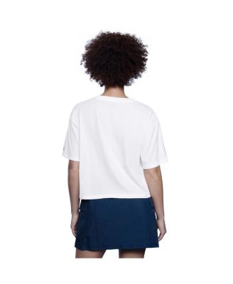 Women's White Dallas Cowboys Throwback Play the Ball Boxy Cropped T-Shirt