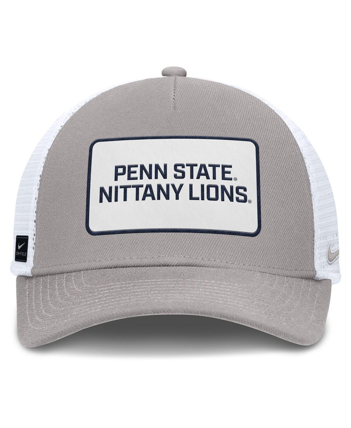 Nike Men's Gray/white Penn State Nittany Lions 2025 On-field Rise Patch Trucker Adjustable Hat In Multi