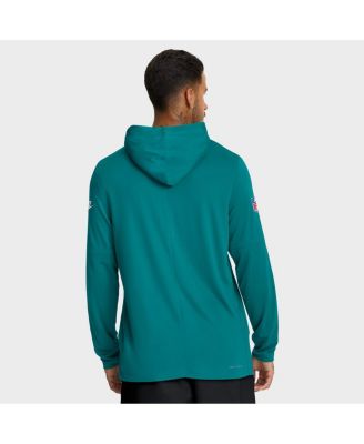 Men's Aqua Miami Dolphins Alt Pack Pass Accuracy Performance Long Sleeve Hoodie T-Shirt